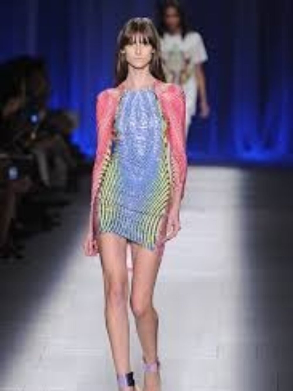 Just Cavalli mini dress featuring a striking blue and yellow aquatic-inspired